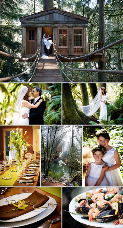 Treehouse Point wedding ceremony and reception location for an eco-friendly, elegantly rustic wedding