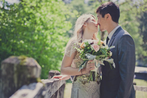 romantic camp wedding first look portraits, photo by Terra Lange Photography | via junebugweddings.com romantic first look kiss portrait