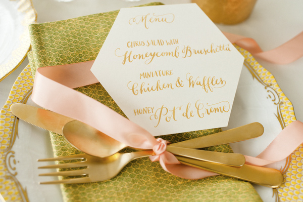hexagon honeycomb styled shoot, photos by Spindle Photography, styling and planning by Kelly Dellinger Events | via junebugweddings.com hexagon honeycomb styled shoot, photos by Spindle Photography, styling and planning by Kelly Dellinger Events | via junebugweddings.com