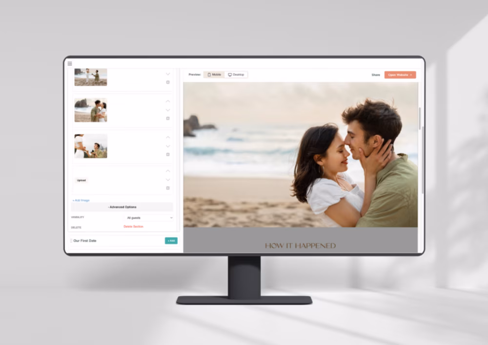 wedding websites on the easy wedding planning app