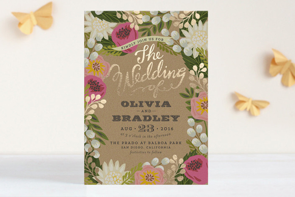 floral canopy foil-pressed wedding invitation from minted | via junebugweddings.com floral canopy foil-pressed wedding invitation from minted | via junebugweddings.com