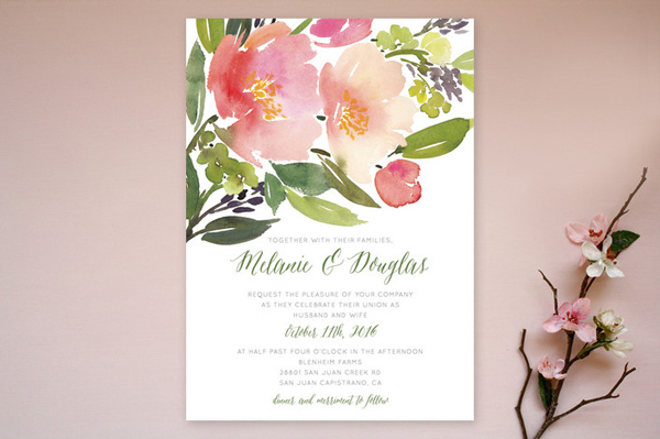 watercolor floral wedding invitation from minted | via junebugweddings.com watercolor floral wedding invitation from minted | via junebugweddings.com