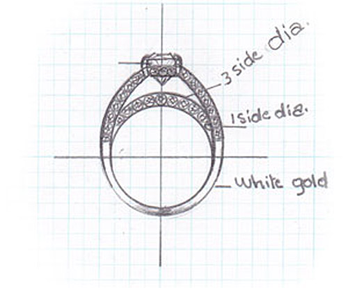 custom engagement and wedding ring sketch from Joseph Jewelry | via junebugweddings.com custom engagement and wedding ring sketch from Joseph Jewelry | via junebugweddings.com