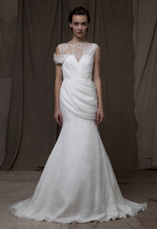 Lela Rose illusion neckline wedding dress Lela Rose illusion neckline wedding dress