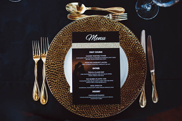 black and gold place setting black and gold place setting