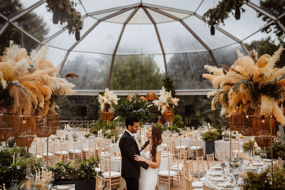 a greenhouse is a unique winter wedding reception venue