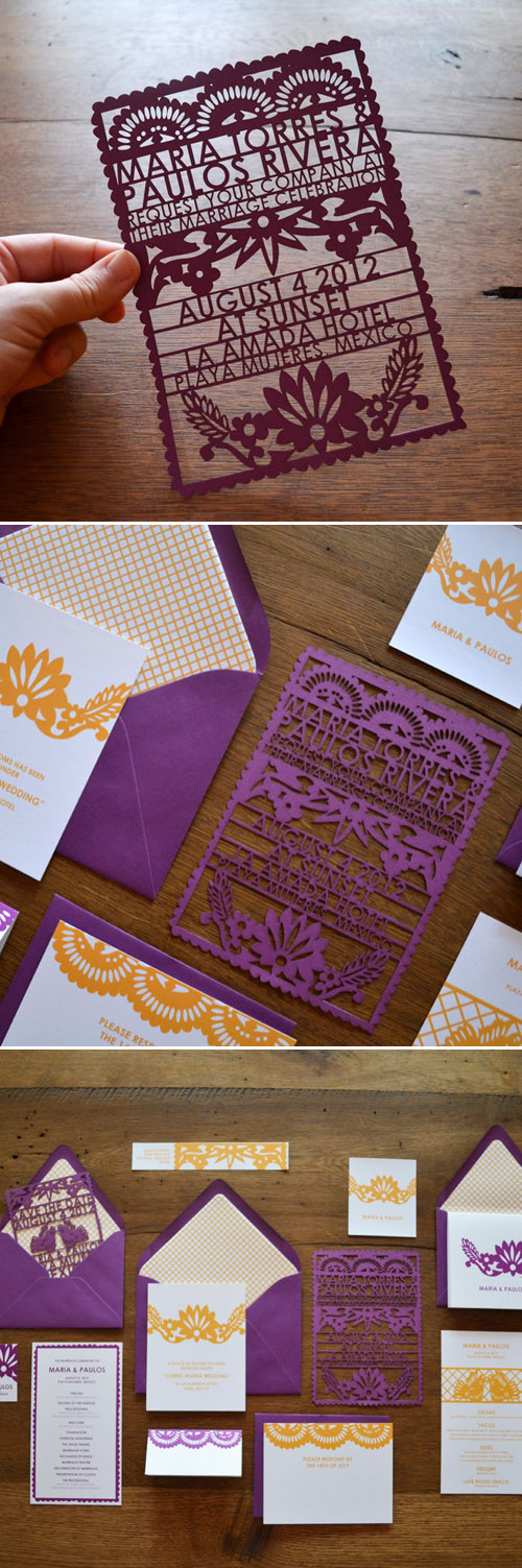 Picado Mexican paper flag wedding invitations from Avie Designs Stationery Picado Mexican paper flag wedding invitations from Avie Designs Stationery