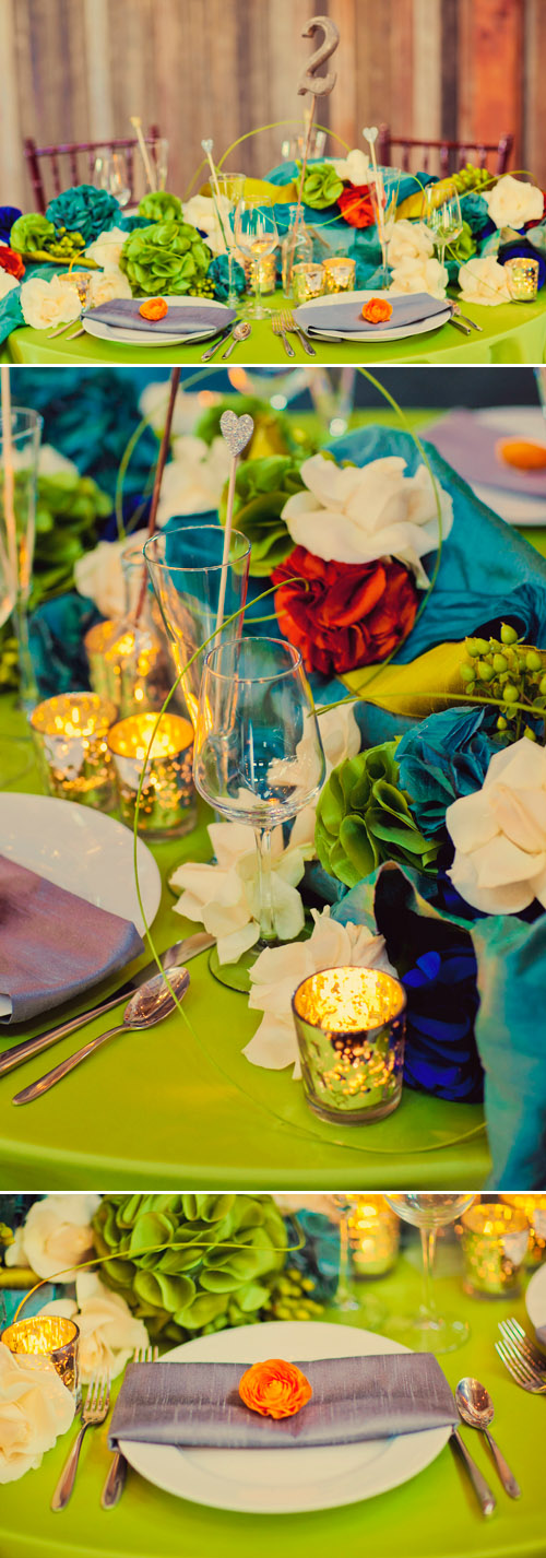 Colorful eco-friendly wedding decor, photo by Clane Gessel Colorful eco-friendly wedding decor, photo by Clane Gessel