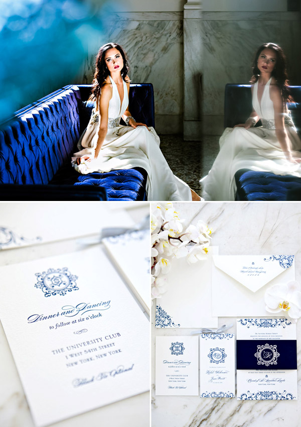 Modern blue and white wedding style inspiration from Junebug's new Fashion Report - photos by Chelsea Patricia and Junebug Weddings Modern blue and white wedding style inspiration from Junebug's new Fashion Report - photos by Chelsea Patricia and Junebug Weddings