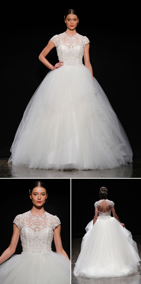 wedding dress trends – Lazaro illusion neckline wedding dresses from fall 2014 bridal market | via junebugweddings.com wedding dress trends – Lazaro illusion neckline wedding dresses from fall 2014 bridal market | via junebugweddings.com