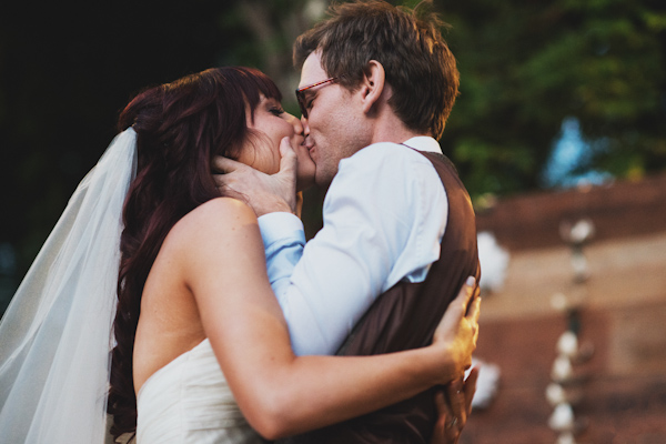 garden wedding first kiss, photo by Erik Clausen | via junebugweddings.com garden wedding first kiss, photo by Erik Clausen | via junebugweddings.com