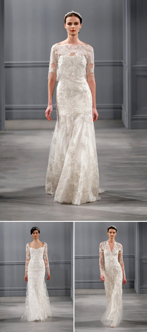 Monique Lhuillier wedding dresses from the spring 2014 bridal collection | via junebugweddings.com Monique Lhuillier wedding dresses from the spring 2014 bridal collection | via junebugweddings.com