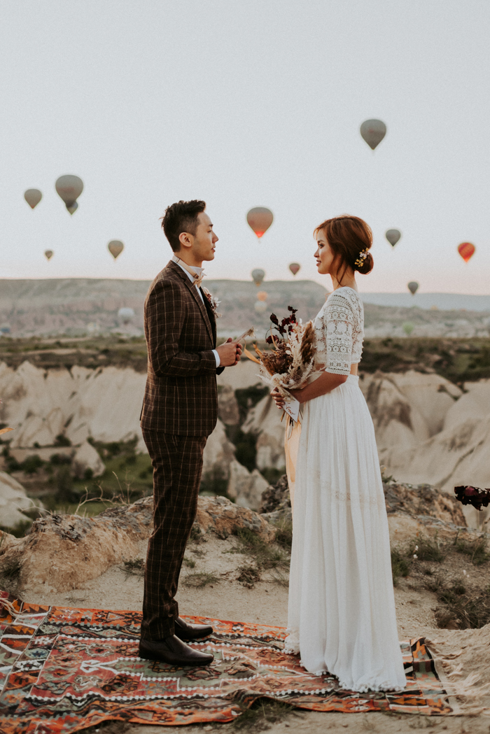 couple eloping and their personal wedding vows