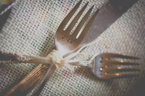 I do bride and groom forks, photo by Still55 Photography | via junebugweddings.com I do bride and groom forks, photo by Still55 Photography | via junebugweddings.com