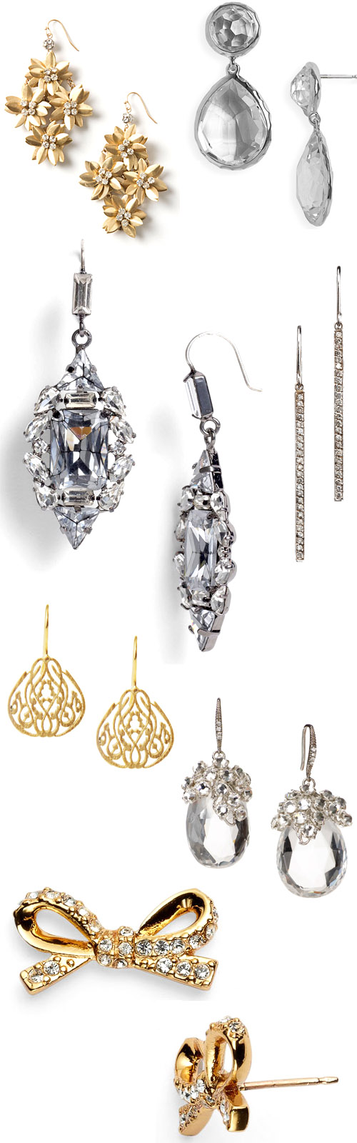 gold and silver bridal earrings | via junebugweddings.com gold and silver bridal earrings | via junebugweddings.com