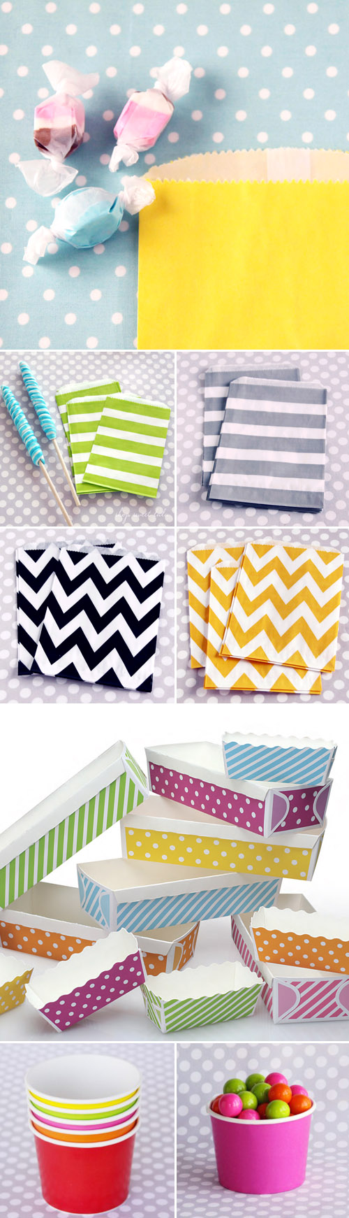 colorful paper favor bags and containers, and vintage style wedding decor and party supplies from Shop Sweet Lulu colorful paper favor bags and containers, and vintage style wedding decor and party supplies from Shop Sweet Lulu