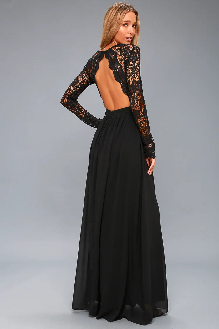 knee length dresses for ladies Stretch Bodice Spaghetti Strap Maxi Dress for Black Tie & Formal Events main image 1