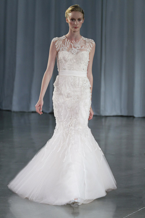 Monique Lhuillier wedding dress from her Fall 2013 bridal collection runway show | via junebugweddings.com Monique Lhuillier wedding dress from her Fall 2013 bridal collection runway show | via junebugweddings.com