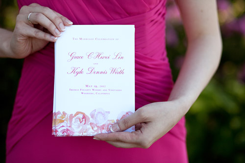 sweet pink vineyard wedding at Thomas Fogarty Winery, photos by Vincent Au Photography via JunebugWeddings.com sweet pink vineyard wedding at Thomas Fogarty Winery, photos by Vincent Au Photography via JunebugWeddings.com
