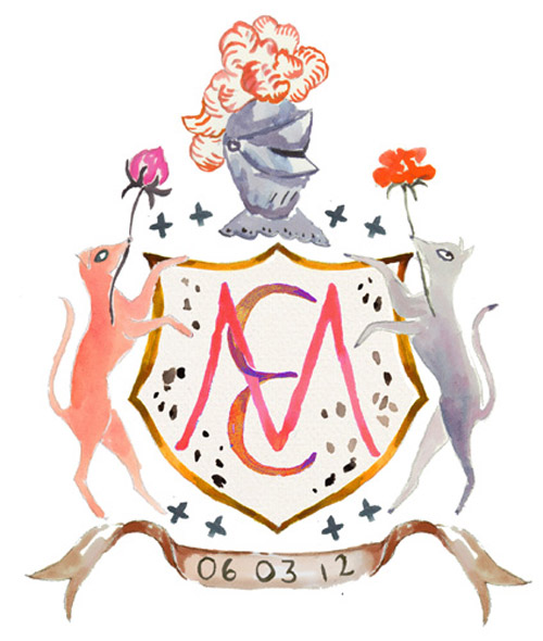 Watercolor Custom Heraldry by Happy Menocal | junebugweddings.com Watercolor Custom Heraldry by Happy Menocal | junebugweddings.com