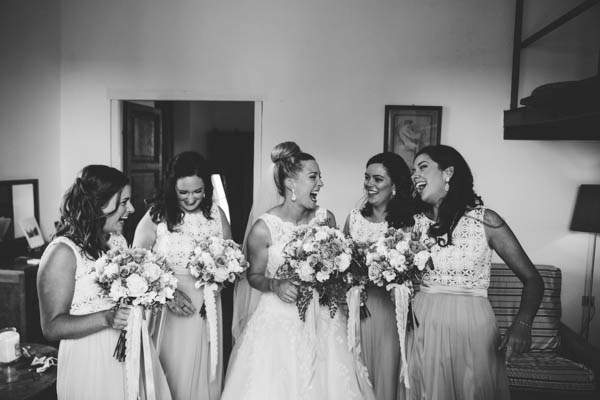 excited bride and bridesmaids excited bride and bridesmaids