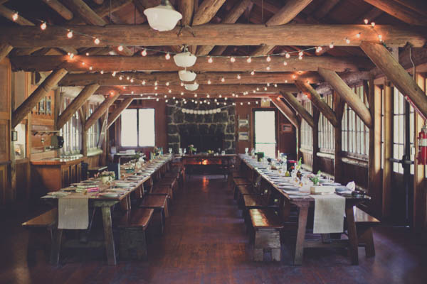 romantic camp wedding reception decor, photo by Terra Lange Photography | via junebugweddings.com romantic camp wedding reception decor with lights