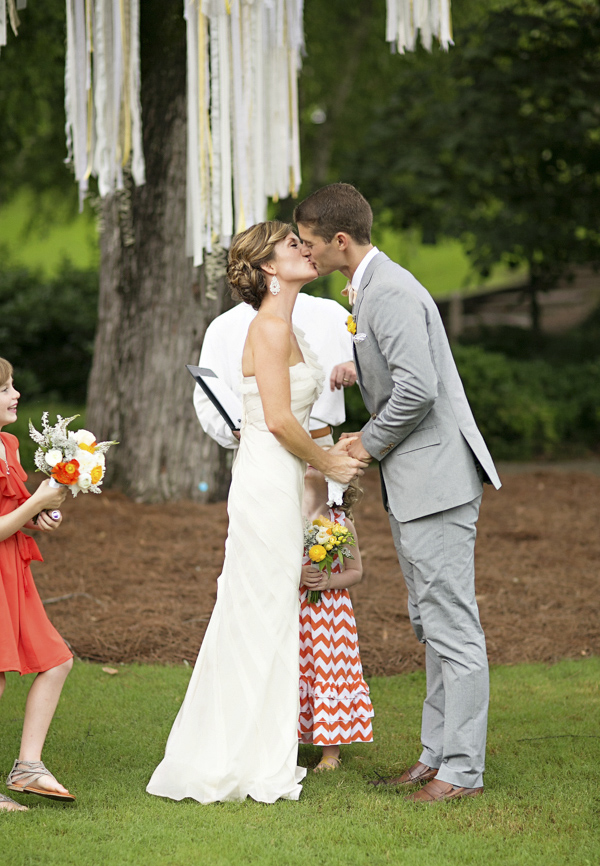 bright yellow and orange summer wedding in Atlanta, photo by Paperlily Photography | via junebugweddings.com bright yellow and orange summer wedding in Atlanta, photo by Paperlily Photography | via junebugweddings.com