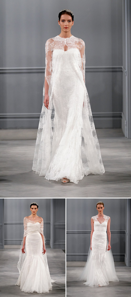 Monique Lhuillier wedding dresses from the spring 2014 bridal collection | via junebugweddings.com Monique Lhuillier wedding dresses from the spring 2014 bridal collection | via junebugweddings.com