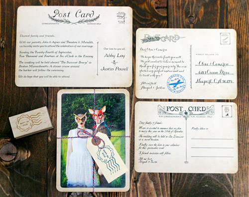 vintage postcard wedding invitations and save the dates by Royal Steamline - photos by Amy McMullen and Royal Steamline | junebugweddings.com vintage postcard wedding invitations and save the dates by Royal Steamline - photos by Amy McMullen and Royal Steamline | junebugweddings.com