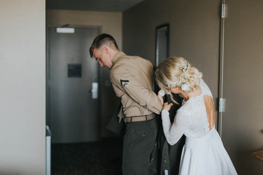 Vintage-Inspired Bride-Marine-Corps-Groom-Said-I-Do-Along-Pacific-Crest-Trail-15