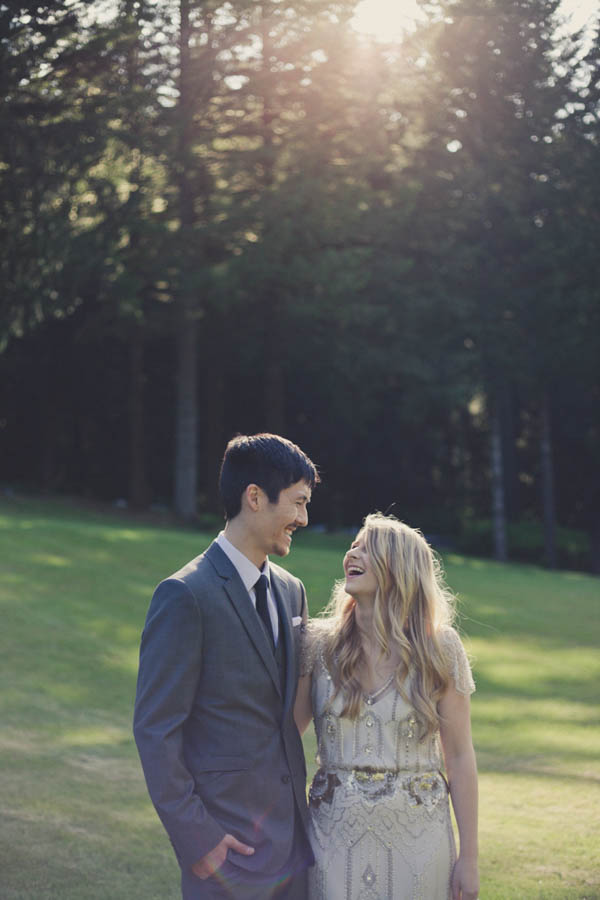 romantic camp wedding couple's portrait, photo by Terra Lange Photography | via junebugweddings.com scenic camp wedding couple's portrait