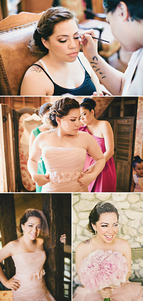 rustic elegant wedding with a layered pink Vera Wang wedding dress, photos by Erica Velasco | JunebugWeddings.com rustic elegant wedding with a layered pink Vera Wang wedding dress, photos by Erica Velasco | JunebugWeddings.com