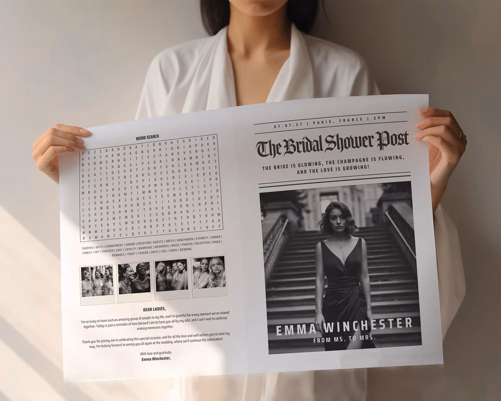 bridal shower newspaper