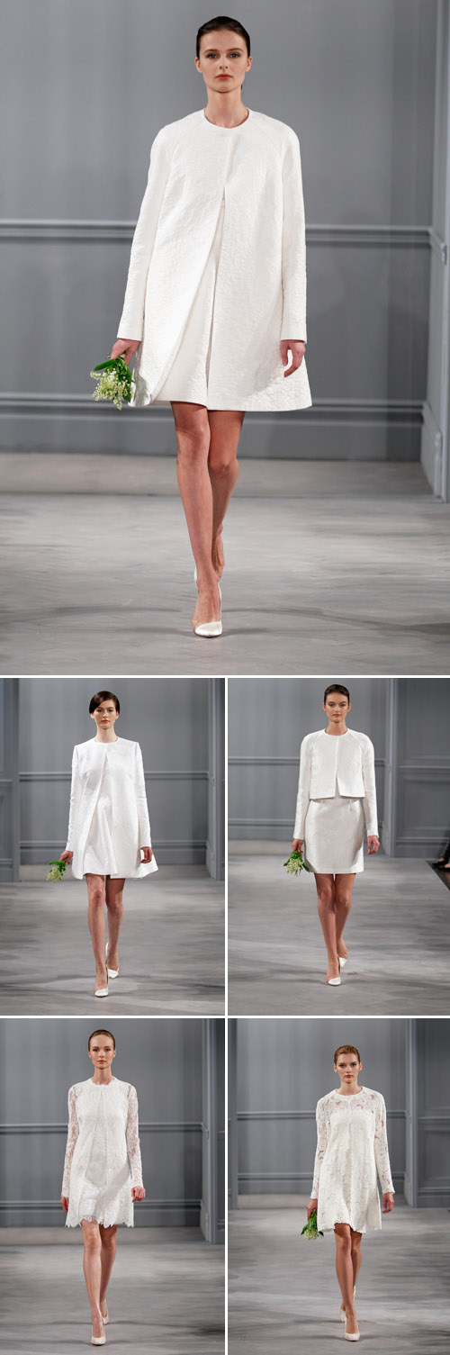 Short Monique Lhuillier wedding dresses from the spring 2014 bridal collection | via junebugweddings.com Short Monique Lhuillier wedding dresses from the spring 2014 bridal collection | via junebugweddings.com