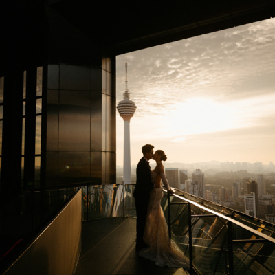 Over the city of Kuala Lumpur, Malaysia engagement photo