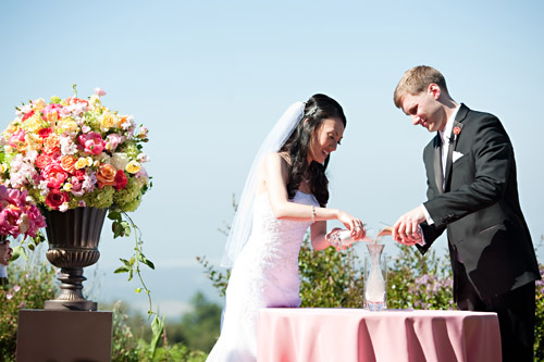 sweet pink vineyard wedding at Thomas Fogarty Winery, photos by Vincent Au Photography via JunebugWeddings.com sweet pink vineyard wedding at Thomas Fogarty Winery, photos by Vincent Au Photography via JunebugWeddings.com