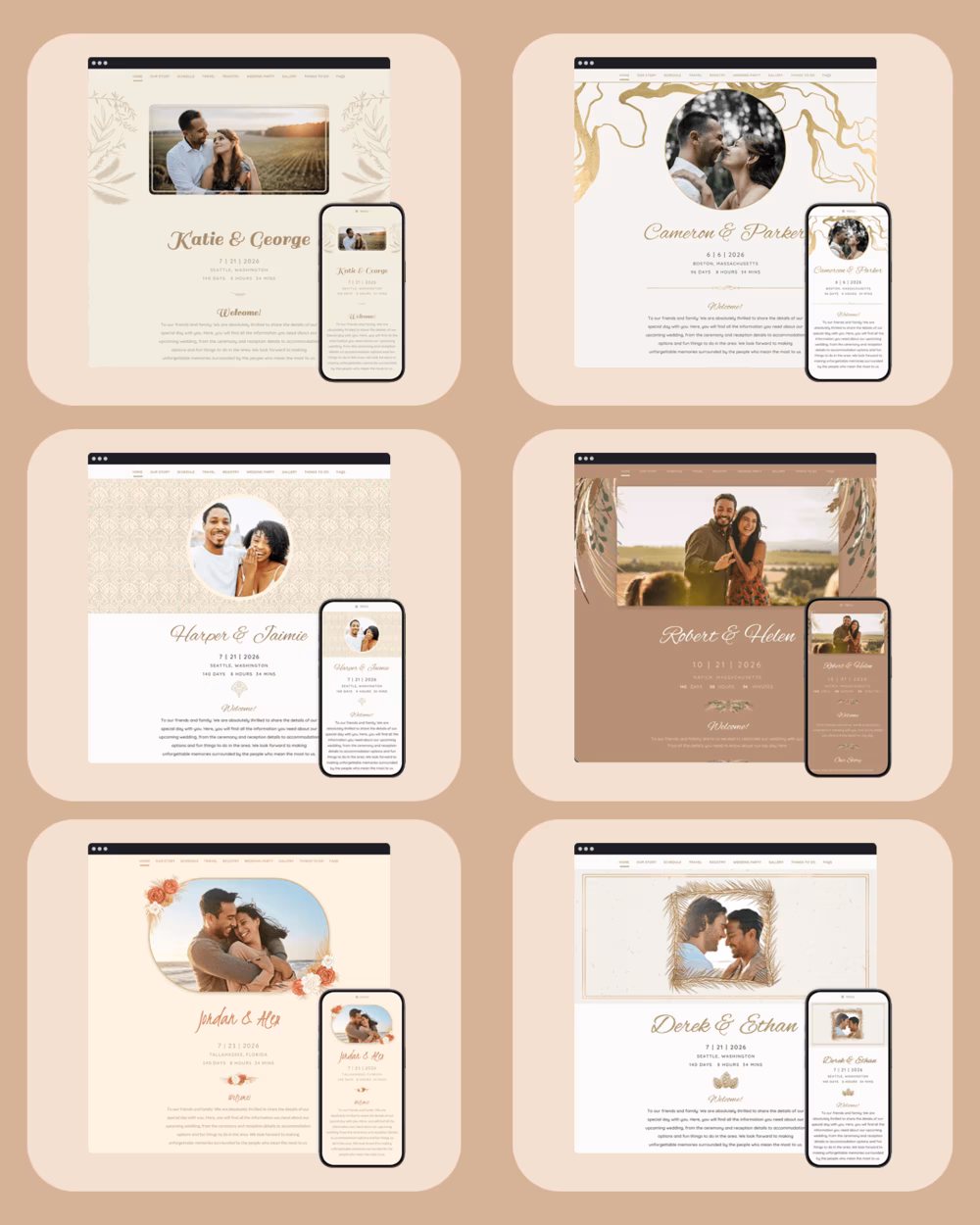 free wedding websites fall colors