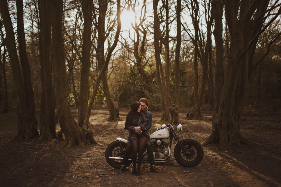 Sexy-Harley-Davidson-Engagement-Photos-Ruislip-Woods-14