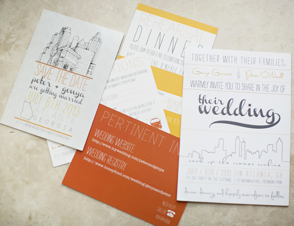 bright yellow and orange summer wedding in Atlanta, photo by Paperlily Photography | via junebugweddings.com bright yellow and orange summer wedding in Atlanta, photo by Paperlily Photography | via junebugweddings.com