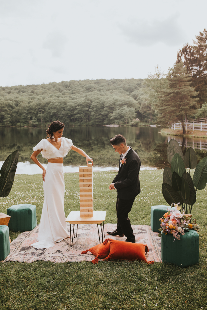 cocktail hour wedding dress An Aperol Spritz and Martinis paired with a summer wedding day during cocktail  hour outside!  Also happy late anniversary to these two !  Vendor  Team Venue