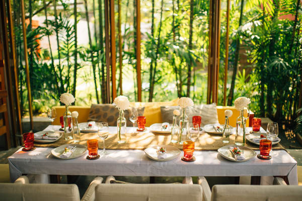 beach wedding in Thailand reception table decor beach wedding in Thailand reception table decor