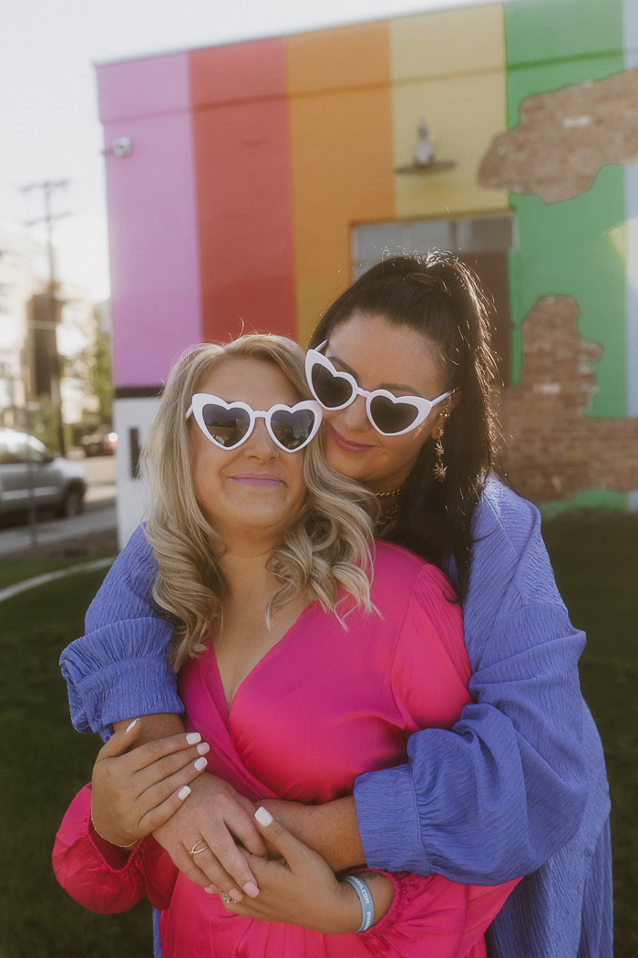 colorful LGBTQ spring engagement photos