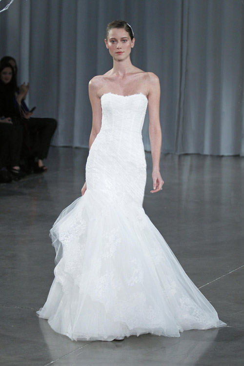 Monique Lhuillier wedding dress from her Fall 2013 bridal collection runway show | via junebugweddings.com Monique Lhuillier wedding dress from her Fall 2013 bridal collection runway show | via junebugweddings.com