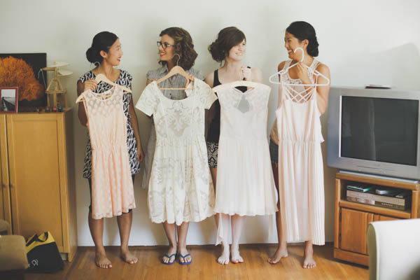 mismatched ivory and pink bridesmaids' dresses mismatched ivory and pink bridesmaids' dresses