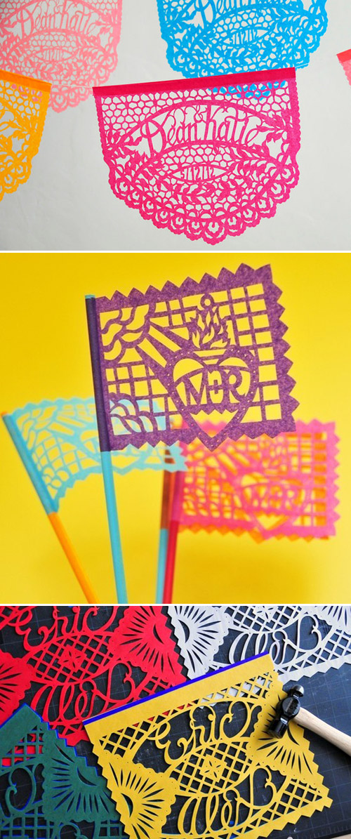 Picado Mexican paper flags for wedding decor from Ay Mujer on Etsy.com Picado Mexican paper flags for wedding decor from Ay Mujer on Etsy.com