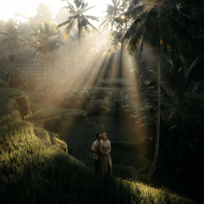 Engagement photo in the jungle of Bali, Indonesia