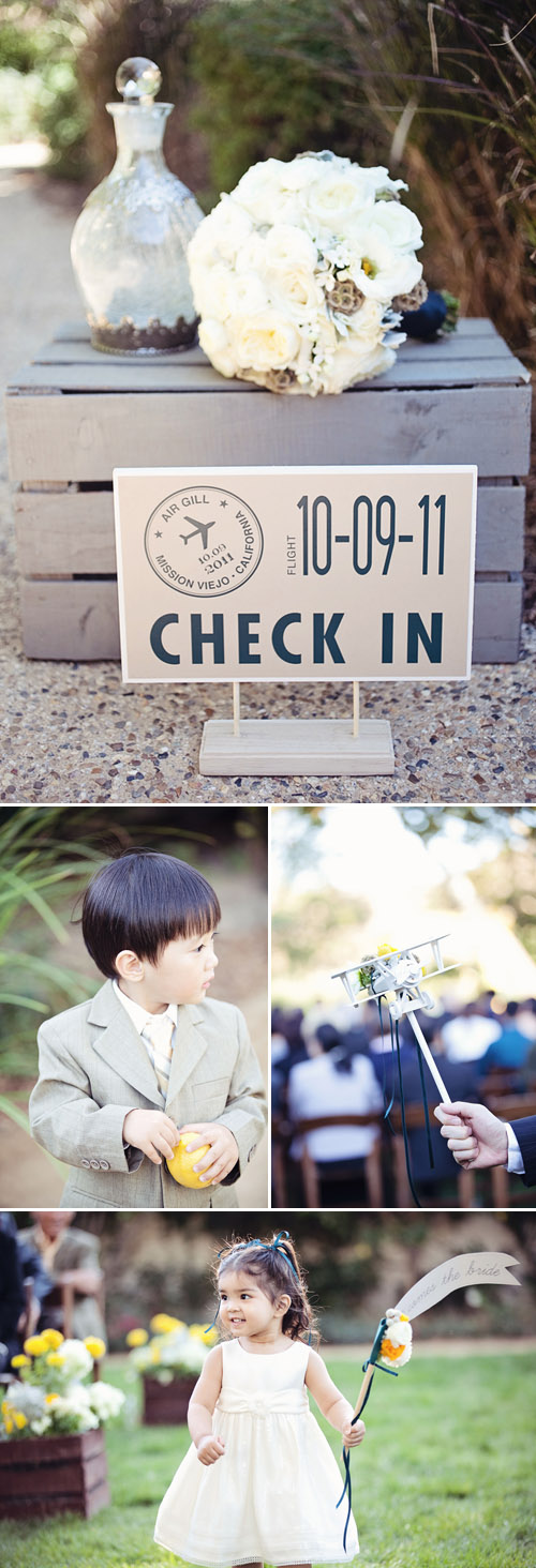 yellow and teal vintage airplane themed wedding at Arroyo Trabuco Golf Club in Missions Viejo, CA, photos by April Smith & Co. yellow and teal vintage airplane themed wedding at Arroyo Trabuco Golf Club in Missions Viejo, CA, photos by April Smith & Co.
