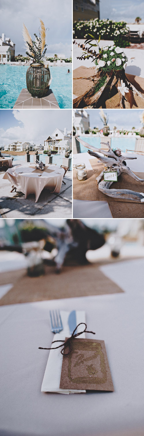 Port Aransas, Texas beach wedding with driftwood and wooden flower decor, photos by Joseph West Photography Port Aransas, Texas beach wedding with driftwood and wooden flower decor, photos by Joseph West Photography