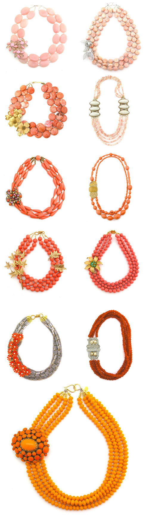 coral, peach, pink and orangevintage bridal necklaces from Elva Fields coral, peach, pink and orange vintage bridal necklaces from Elva Fields