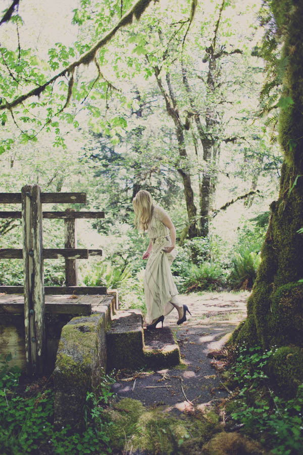 romantic camp wedding first look portraits, photo by Terra Lange Photography | via junebugweddings.com bride walking to her groom for the first look